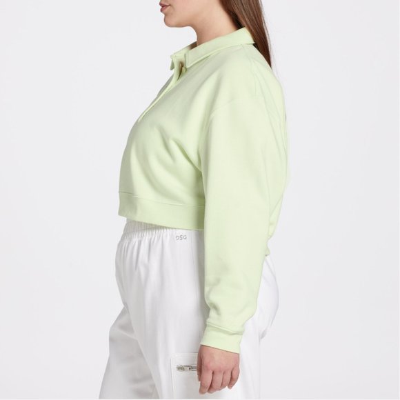 XL - DSG - Crop Fleece Henley Sweatshirt Light Green Neon NEW $40 msrp - Picture 3 of 4